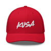 Trucker Hat - Large White KUSA Script Logo
